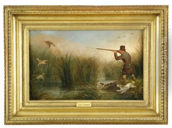 Duck Shooting Over Spaniels Oil Painting - Henry S. Cottrell