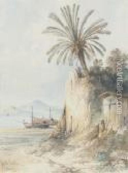 On The Waterfront At Naples Oil Painting - Consalvo Carelli