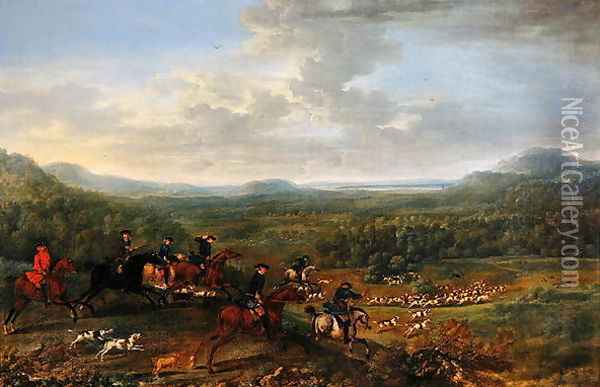A Fox Hunt, c.1730-40 Oil Painting - John Wootton