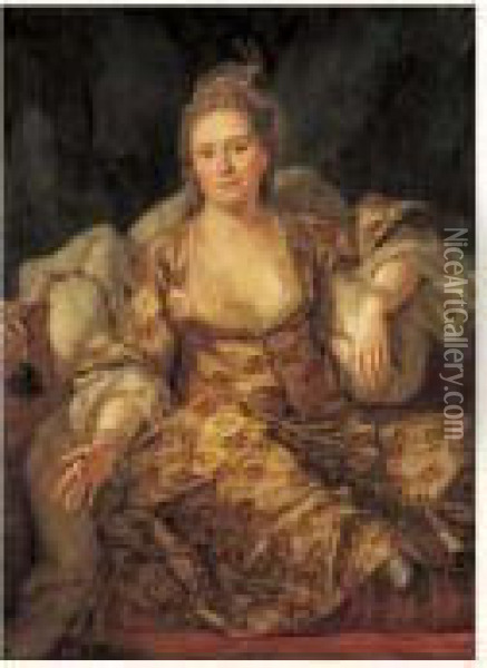 Portrait De La Comtesse De Vergennes En Costume Oriental Oil Painting - Antoine de Favray
