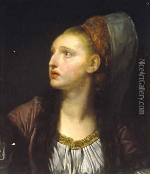 Portrait Of An Actress As Roxanne In Bazajet Oil Painting - Jean Baptiste Greuze