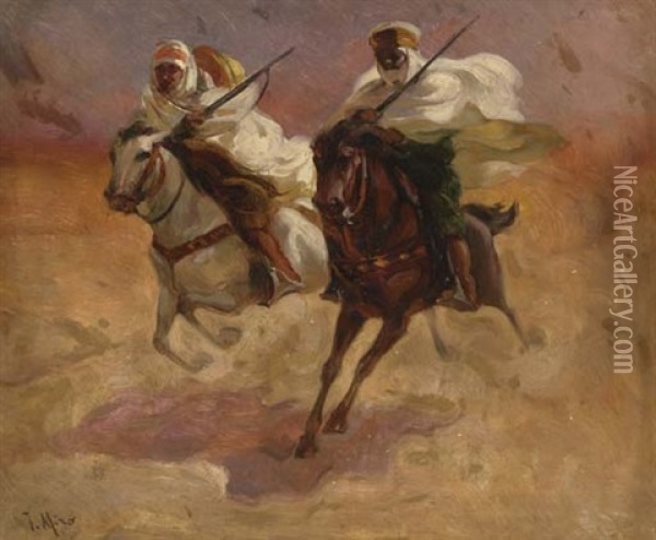 Arab Riders Oil Painting - Joaquin Miro