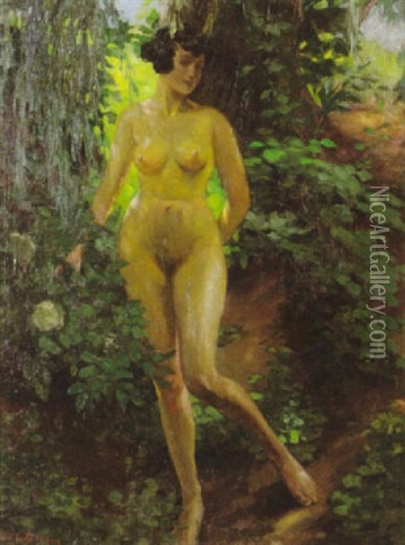 Weiblicher Akt Im Freien Oil Painting - Robert Emil Stuebner
