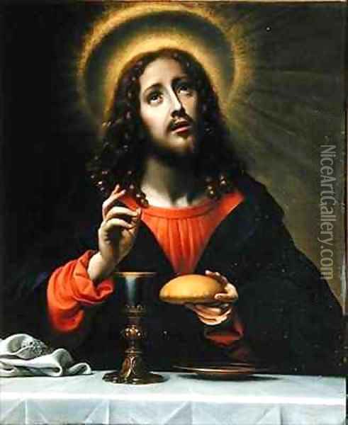 Christ Blessing the Sacraments Oil Painting - Carlo Dolci