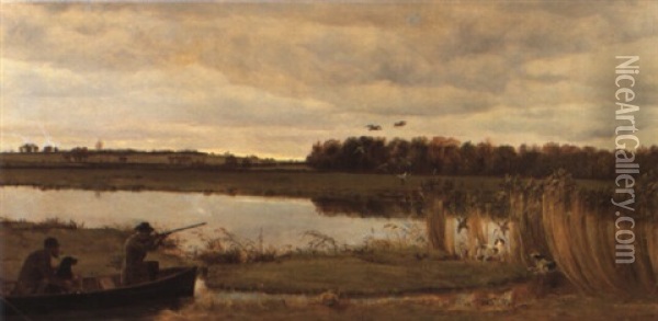 The Duck Shoot Oil Painting - Basil Bradley