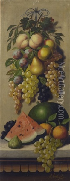Natura Morta Con Frutta Oil Painting - Michelangelo Meucci