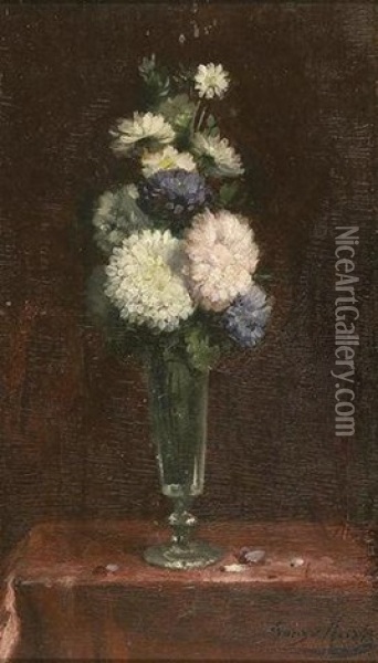 Vase De Fleurs Sur Une Table Oil Painting - Franz Meerts