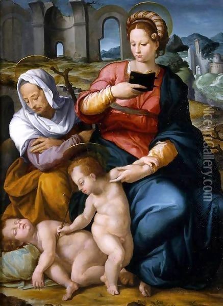 Virgin and Child with St Elizabeth and the Infant Baptist Oil Painting - Jacopino del Conte