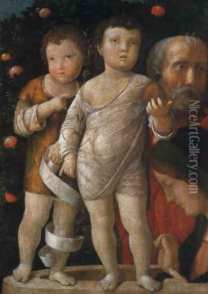 The Holy Family With St John Oil Painting - Andrea Mantegna
