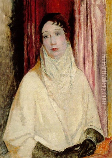 Portrait Of Madame C. D' A Oil Painting - Glyn Warren Philpot