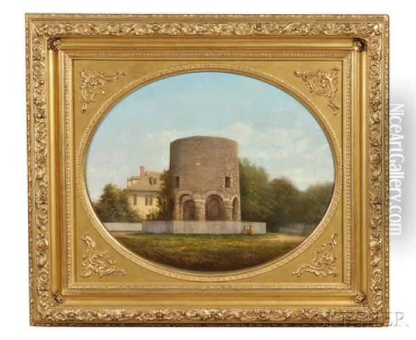 The Old Stone Mill, Newport, R.i. Oil Painting - Thomas Bangs Thorpe
