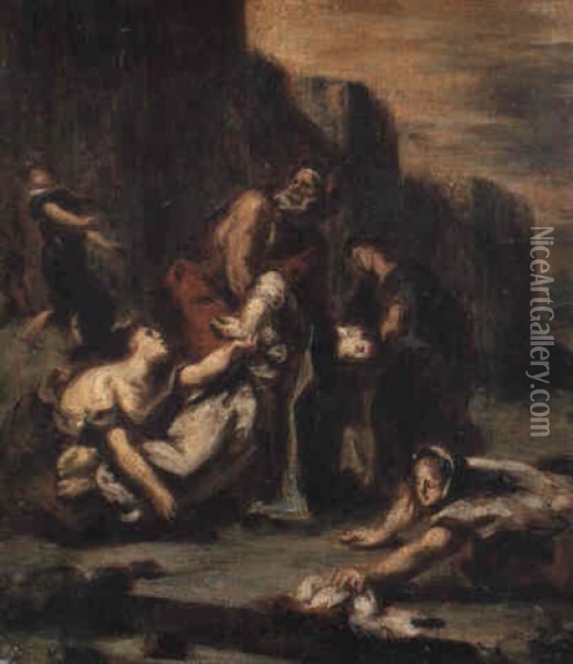 Saint Etienne Enterre Par Ses Disciples Oil Painting - Pierre Andrieu