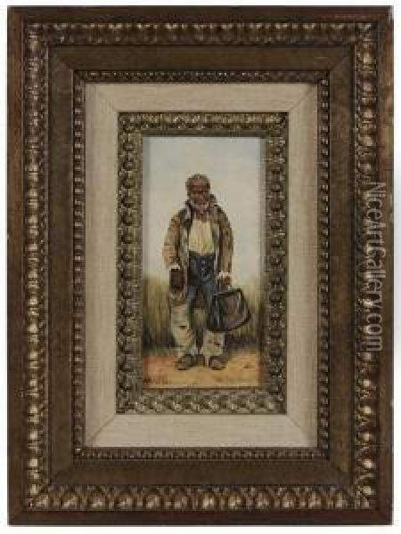 Old Man With Bag Oil Painting - William Aiken Walker