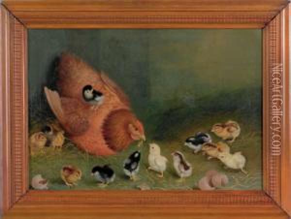 Thirteen Chicks Oil Painting - Ben Austrian