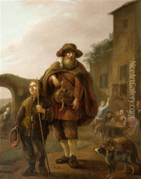 Hurdy-gurdy Player Oil Painting - Pieter Nys