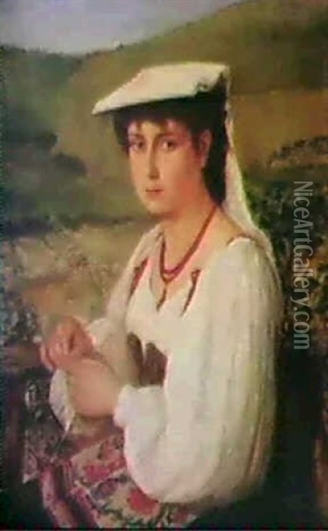 Ung Italiensk Flicka Oil Painting - Ernst Josephson