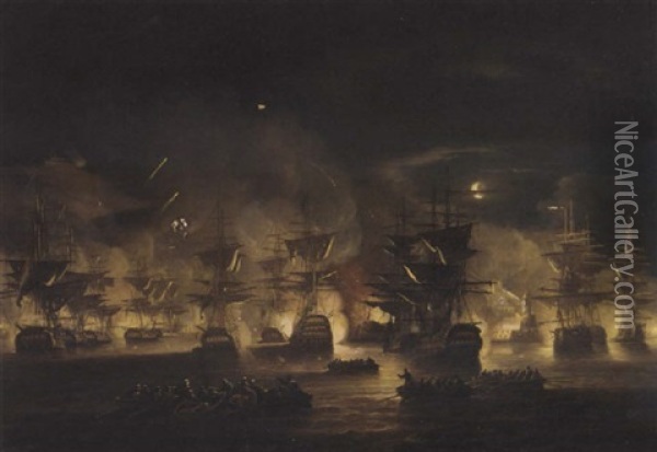 The Bombardment Of Algiers, 27th August Oil Painting - Thomas Luny