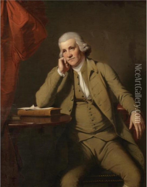 Portrait Of Jebediah Strutt Oil Painting - Josepf Wright Of Derby