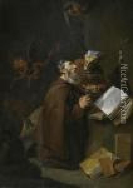Die Versuchung Des Heiligen Antonius. Oil Painting - Matheus van Helmont