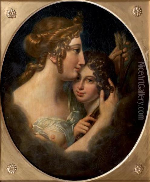 Jeune Femme Tirant Les Fleches D'un Carquois Porte Par Un Jeune Homme Oil Painting - Anne-Louis Girodet de Roucy-Triosson