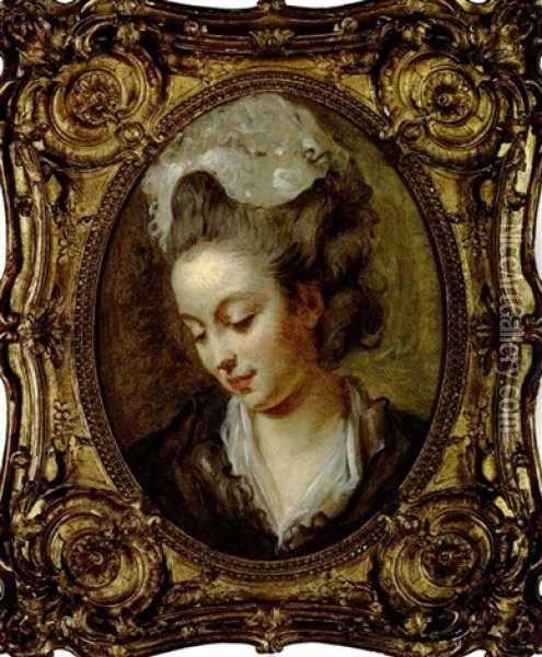 Head Of A Young Woman Oil Painting - Jean-Honore Fragonard