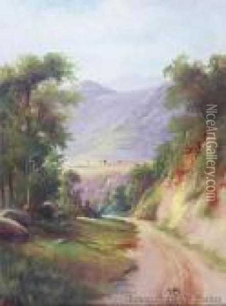 Belmont Hill Road, Lower Hutt Oil Painting - Henry William Kirkwood