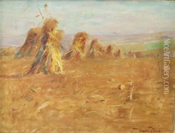 Haystacks Oil Painting - Walter Clark