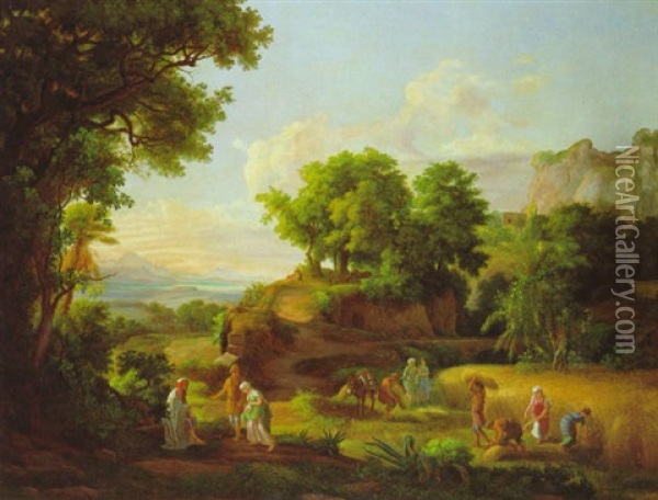 Landschaft Mit Ruth Und Boas Im Vordergrund Oil Painting - Karoly Marko the Elder