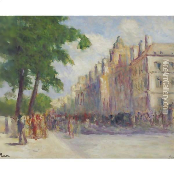 Paris, La Foule Sur Les Quais Oil Painting - Maximilien Luce