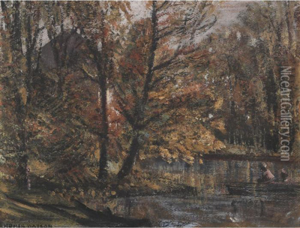 Boating In Autumn Oil Painting - Homer Ransford Watson