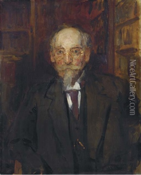 Portrait Of Professor S.r. Steinmetz In His Study Oil Painting - Isaac Israels