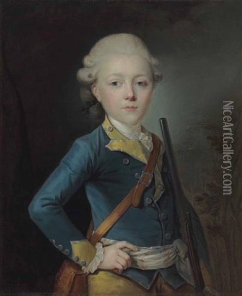 Portrait Of Simon Antoine De Lucy, Half-length Oil Painting - Pierre Antoine Baudouin