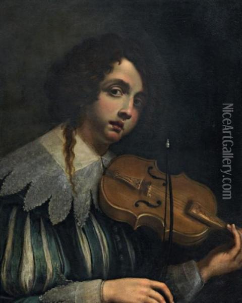 Ragazzo Con Violino Oil Painting - Cesare Dandini