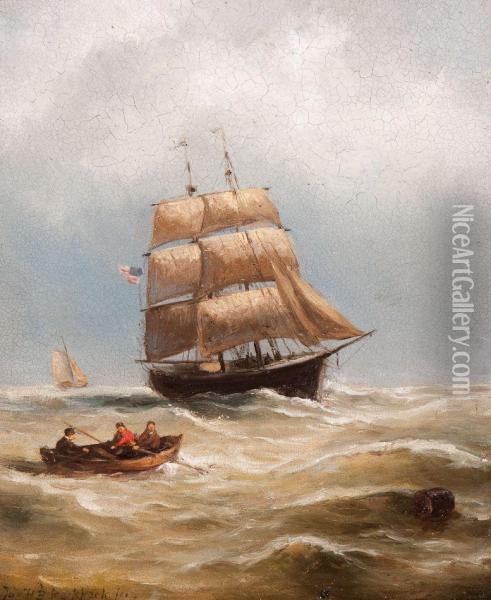 On The Way To The Anchored Ship Oil Painting - Johannes Hermann Barend Koekkoek