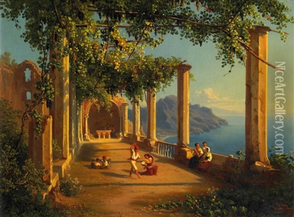 Amalfi Oil Painting - Johann Jakob Frey