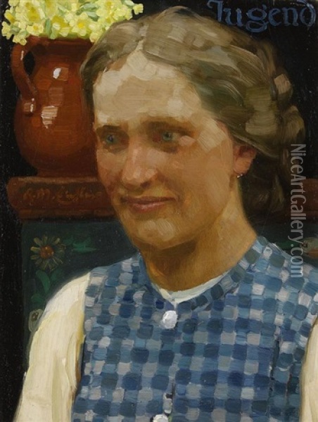 Frauenportrat (jugend) Oil Painting - Reinhold Max Eichler
