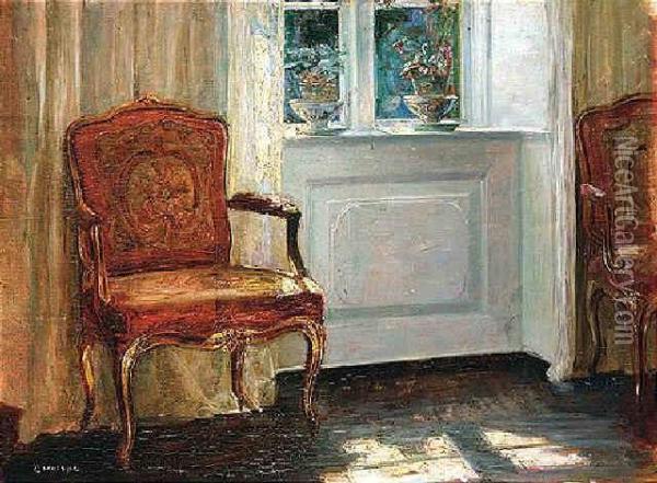 Interior With Red Chair Oil Painting - Carl Vilhelm Holsoe