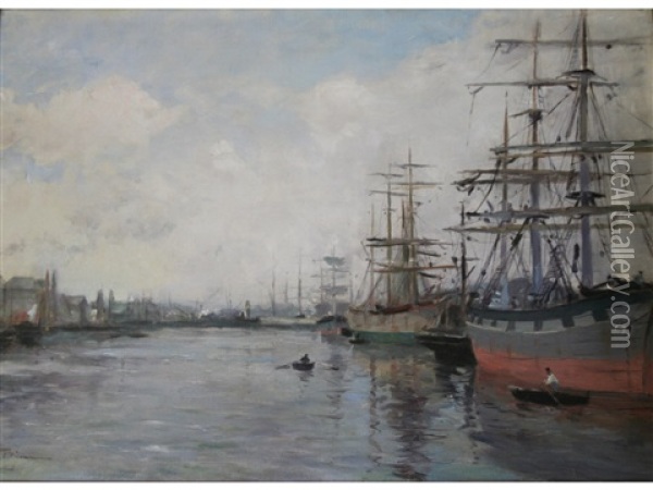 The Harbour Oil Painting - Edmond Marie Petitjean