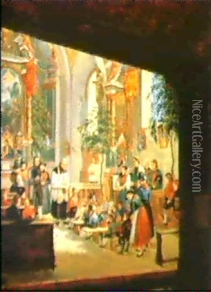 Die Sonntagsschule Oil Painting - Ludwig Von Passauer