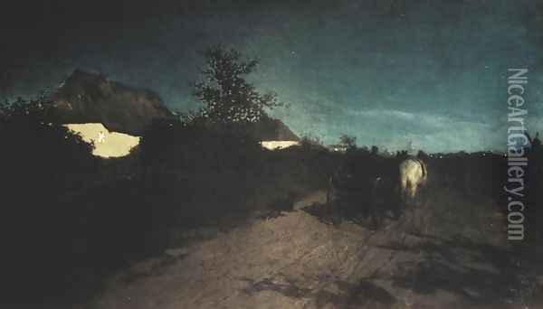 Night (The Road at Night) Oil Painting - Maksymilian Gierymski