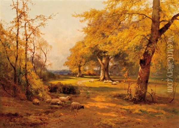 Autumn Sunshine Burnhamwood Oil Painting - Alfred de Briansky SR