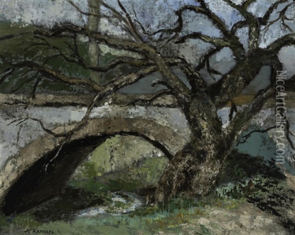 Old Stone Bridge Oil Painting - Joseph Raphael