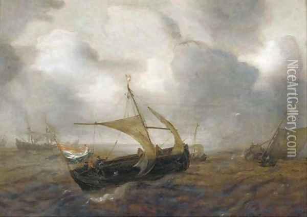 Shipping in choppy waters Oil Painting - Adam Willaerts