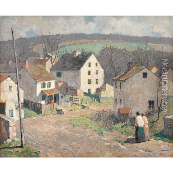 The Little Village Oil Painting - Robert Spencer