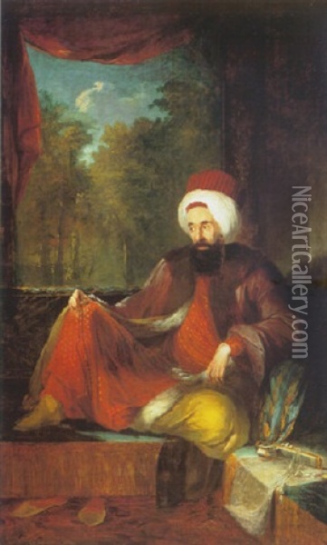 Portrait Of Yusuf Agah Effendi, Turkish Ambassador To The English Court Oil Painting - Carl Fredrik van Breda