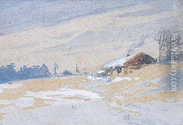 Haus Im Schnee Oil Painting - Hugo Muhlig
