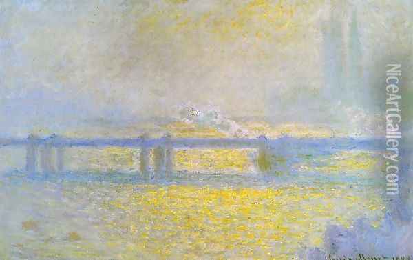 Charing Cross Bridge, Overcast Weather Oil Painting - Claude Oscar Monet