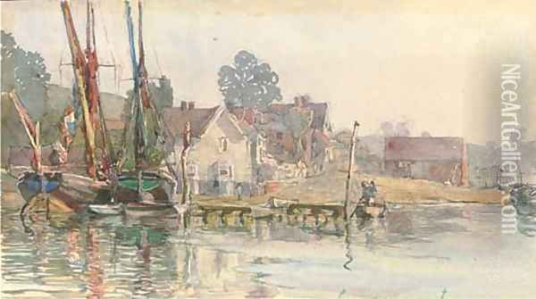 Pin Mill, Suffolk Oil Painting - Henry Robert Robertson