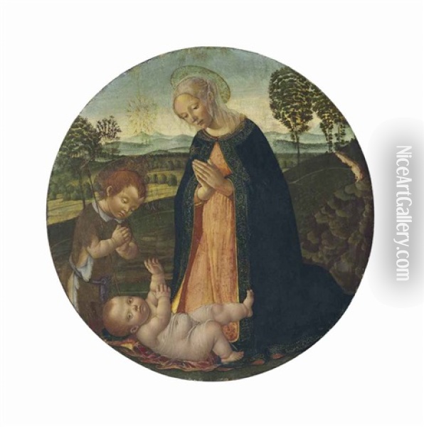 The Madonna And Child With The Infant Saint John The Baptist Oil Painting - Francesco Botticini