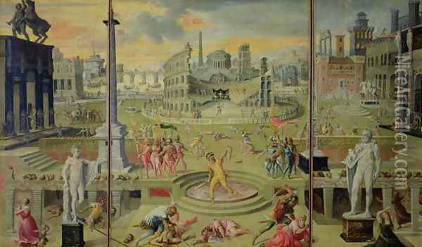 The Massacre of the Triumvirate, 1566 Oil Painting - Antoine Caron